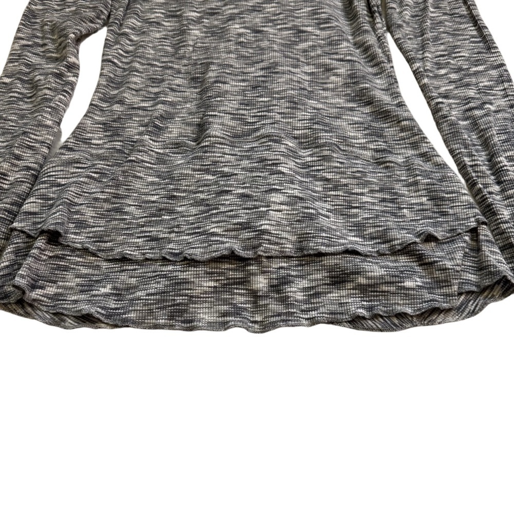 VENUS Grey Marled Knit Hoodie Size Small Long Sleeve Ruching Down Center Front - Picture 8 of 11